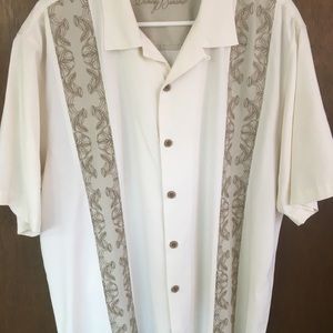 Tommy Bahama XL cream/tan SS button down shirt